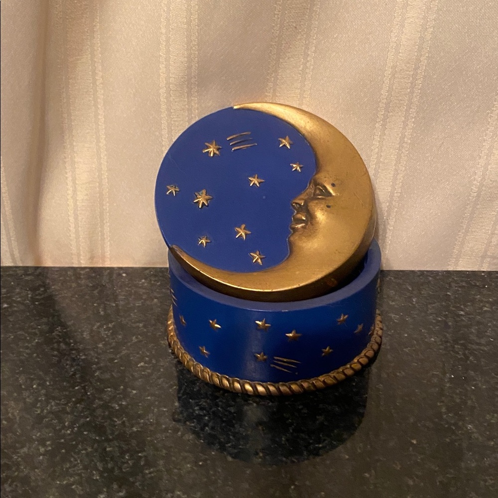 Vintage Celestial By Vandor Gold Moon Trinket Box From 1992